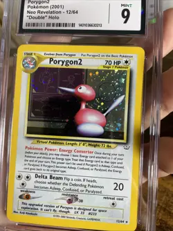 ✨ Pokemon CGC 9 Porygon2 #12 Neo Revelation “Double Holo” Error Mint SWIRL ✨ - Image 4