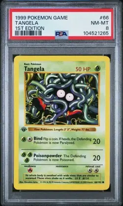Pokemon Tangela 1st Edition Shadowless 1999 Base Set #66 PSA 8 NM - MT Mint - Image 1