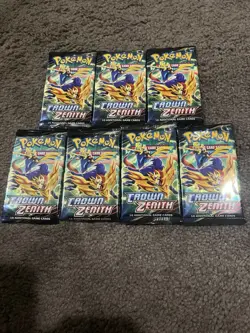 Pokemon TCG 7x Crown Zenith Sealed Booster Pack lot of 7 - Image 1