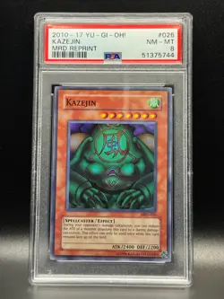 PSA 8 NM-MT Kazejin 026 2010-17 MRD Reprint Holo Yugioh Card - Image 1
