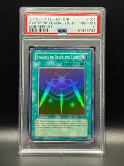 PSA 8 NM-MT Swords Of Revealing Light 101 2010-17 LOB Reprint Holo Yugioh Card - Image 1