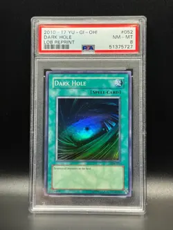 PSA 8 NM-MT Dark Hole 052 2010-17 LOB Reprint Holo Yugioh Card - Image 1