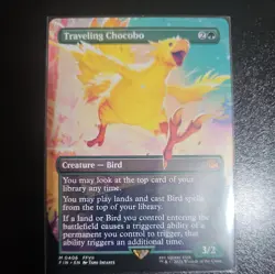 Magic: The Gathering Foil Borderless Traveling Chocobo Neon Pink Borderless - Image 3