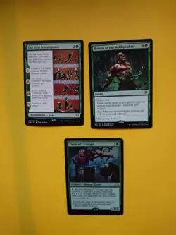 MTG Card. green rare x3 inc the first iroan games, Emrakul's evangel foil, - Image 1