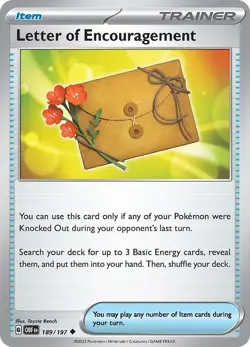 Letter of Encouragement 189/197 | Obsidian Flames | Trainer Pokemon Tool Card - Image 1