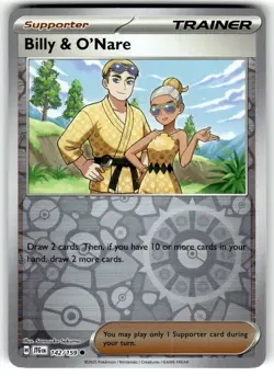 Pokemon SV09 Journey Together Card Billy & O'Nare 142/159 Reverse Holo - Image 1