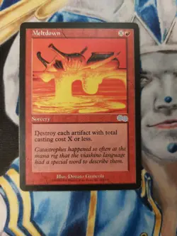 Meltdown MTG Urza's Saga Uncommon Red Sorcery Heavily Played x1 - Image 1