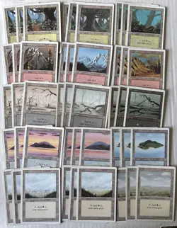 Lot of 45 Basic Lands Revised Edition White Bordered - LP/MP 3x Each Art - MTG - Image 1