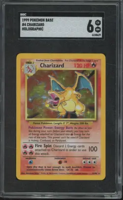 1999 Pokemon TCG Base #4 Charizard Holo Holographic EX-NM SGC 6 - Image 1
