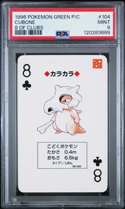 PSA 9 Cubone 104 8 Of Clubs Pokemon 1996 Pokemon Green Version Playing Cards - Image 1