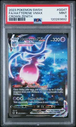 PSA 9 Fa/Hatterene Vmax GG47 Crown Zenith Pokemon 2023 Pokemon Sword And Shield - Image 1