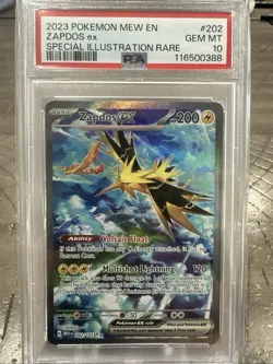 PSA 10 GEM MINT Zapdos Ex 202/165 SIR Special Illustration Rare Pokemon 151 SV - Image 1