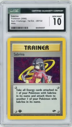 2000 Pokemon Gym Challenge Sabrina 20/132 1st Edition Holo CGC 10 - Image 1