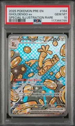 Pokemon prismatic Evolutions 164 Gholdengo Ex Special Illustration Rare PSA 10 - Image 1