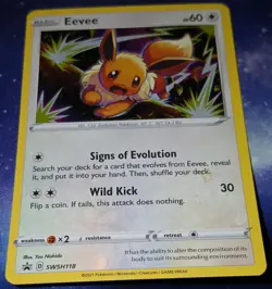 Eevee SWSH118 HOLOBLEED 🌀 HD Galaxy Swirl 🌀 Pokemon TCG BlackStar Error LP - Image 3