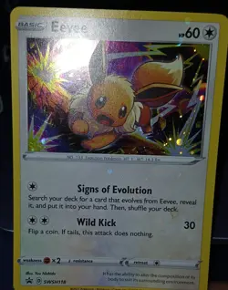 Eevee SWSH118 HOLOBLEED 🌀 HD Galaxy Swirl 🌀 Pokemon TCG BlackStar Error LP - Image 4