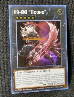Yugioh K9-00 "Hound" *SUPER RARE* JUSH-EN036 1st Edition NM - Image 1