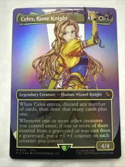 MTG FF Celes, Rune Knight, Borderless Art Foil 0201, NM - Image 1