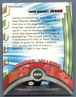 Pokemon Card Team Rocket Jesse HV2 TV Animation Edition Topps Series 2 NEAR MINT - Image 2
