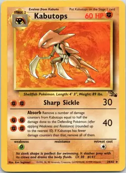 Kabutops - 24/62 - Pokemon Fossil Unlimited Rare Card WOTC - Image 1