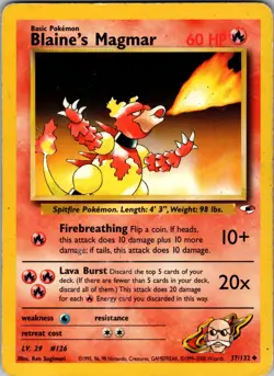 Blaine's Magmar Uncommon Gym Heroes 037/132 MP - Pokemon TCG - Image 1