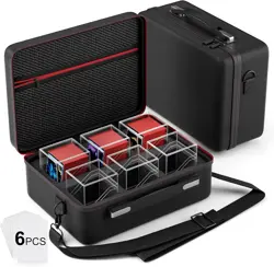 Card Deck Box with Portable Case, 6 Pack Clear Commander Deck Box with 6 Divider - Image 1