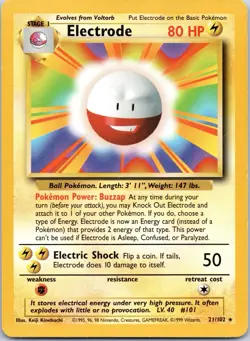 Electrode Pokemon Base Set Unlimited 21/102 Rare - Image 1