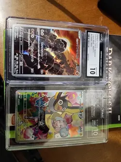 2 Graded Pokemon Cards Gem Mint Iono's Wattrel Promo, Paldean Tauros. TAG, CGC - Image 1