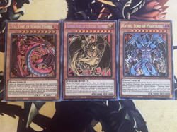 Yugioh: Sacred Beast GOD CARD SET Uria, Raviel, Harmon PRISMATIC SECRET RARE NM - Image 1