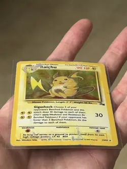 Raichu 14/62 Fossil Set Pokemon TCG Holo WOTC Rare Card Vintage 1999 Damaged - Image 3