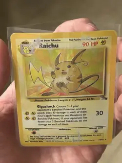 Raichu 14/62 Fossil Set Pokemon TCG Holo WOTC Rare Card Vintage 1999 Damaged - Image 4