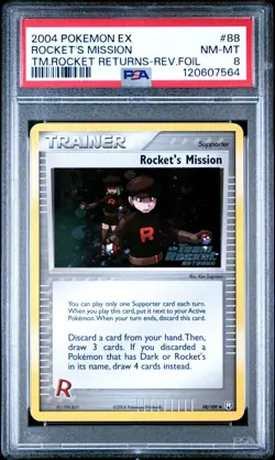 2004 POKEMON EX TEAM ROCKET RETURNS 88 ROCKET'S MISSION-REVERSE FOIL PSA 8 NM - Image 1