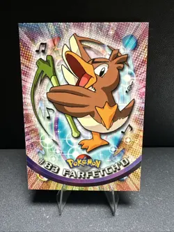 1999 Topps Pokemon TV Animation Series 1 Farfetch’d Blue Logo Non Holo - Image 1