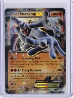 2015 Pokemon TCG XY Black Star Promo Machamp EX Full Art 37/98 Holo Rare LP - Image 1