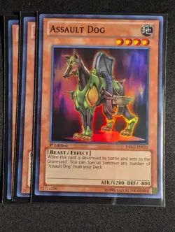 Yugioh - 3x Assault Dog DRLG-EN033 1st Edition Super Rare NM - Image 1