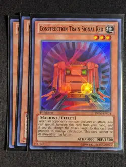 Yugioh - 3x Construction Train Signal Red DRLG-EN038 1st Edition Super Rare NM - Image 1