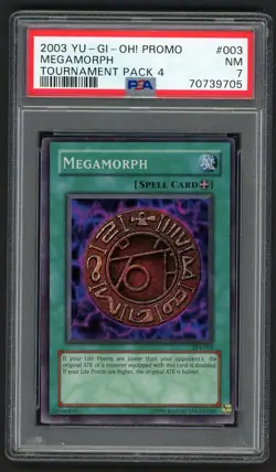 MEGAMORPH YUGIOH 2003 TOURNAMENT PACK 4 TP4-003 SUPER RARE HOLO PROMO PSA 7 - Image 1