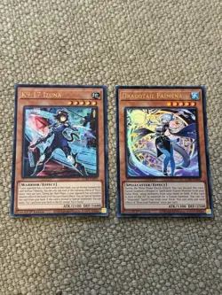 Yu-Gi-Oh! K9-17 Izuna Ultra Rare JUSH-EN031 + Dracotail Faimena JUSH-EN002 NM - Image 1