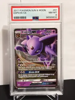 Pokemon Espeon GX TCG Sun & Moon Holo Card 61/149 GRADED PSA 8 NN-MT - Image 2
