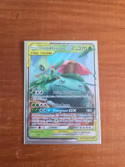 Pokemon TCG Celebi and Venusaur GX Tag Team Card Ultra Rare #1/181 - Image 1