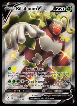 Rillaboom V SV105/SV122 Shiny Holo Rare Shining Fates: Shiny Vault Pokemon Card - Image 1