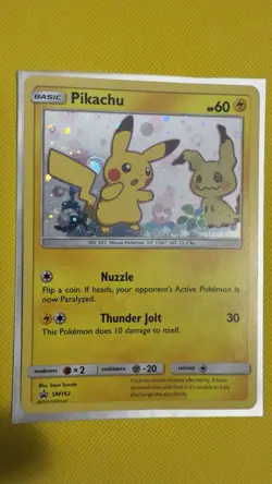Pikachu x Mimikyu SM162 Sun & Moon Holo Black Star Promo Pokemon Card Nice Swirl - Image 1