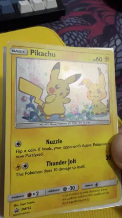 Pikachu x Mimikyu SM162 Sun & Moon Holo Black Star Promo Pokemon Card Nice Swirl - Image 2