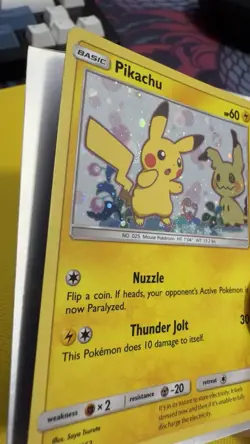 Pikachu x Mimikyu SM162 Sun & Moon Holo Black Star Promo Pokemon Card Nice Swirl - Image 4