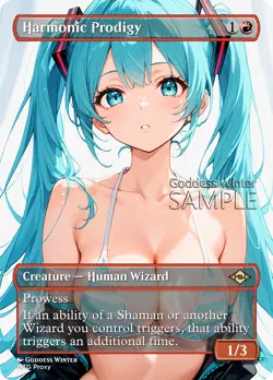 MTG - Harmonic Prodigy - Fanart Borderless Style - EDH / Playtest - Image 1