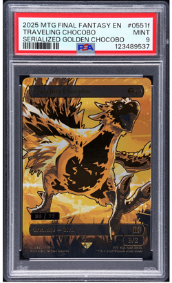 2025 MTG FINAL FANTASY SERIALIZED GOLDEN CHOCOBO TRAVELING CHOCOBO 56/77 PSA 9 - Image 1