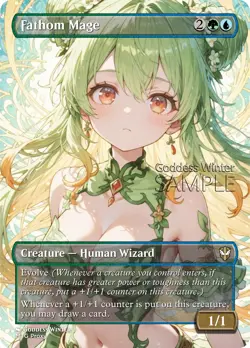 MTG - Fathom Mage - Fanart Borderless Style - EDH / Playtest - Image 1