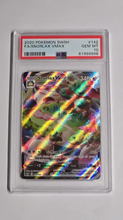 2020 POKEMON SWORD & SHIELD SNORLAX VMAX 142 FULL ART PSA 10 GEM MINT - Image 1