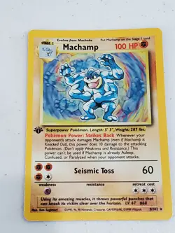 POKEMON CARD MACHAMP 1ST EDITION HOLOGRAM 8/102 BASE SET - Image 1