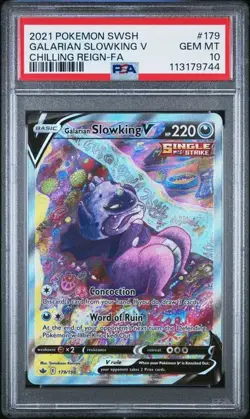 2021 POKEMON SWORD & SHIELD CHILLING REIGN FULL ART/GALARIAN SLOWKING V PSA 10 - Image 1